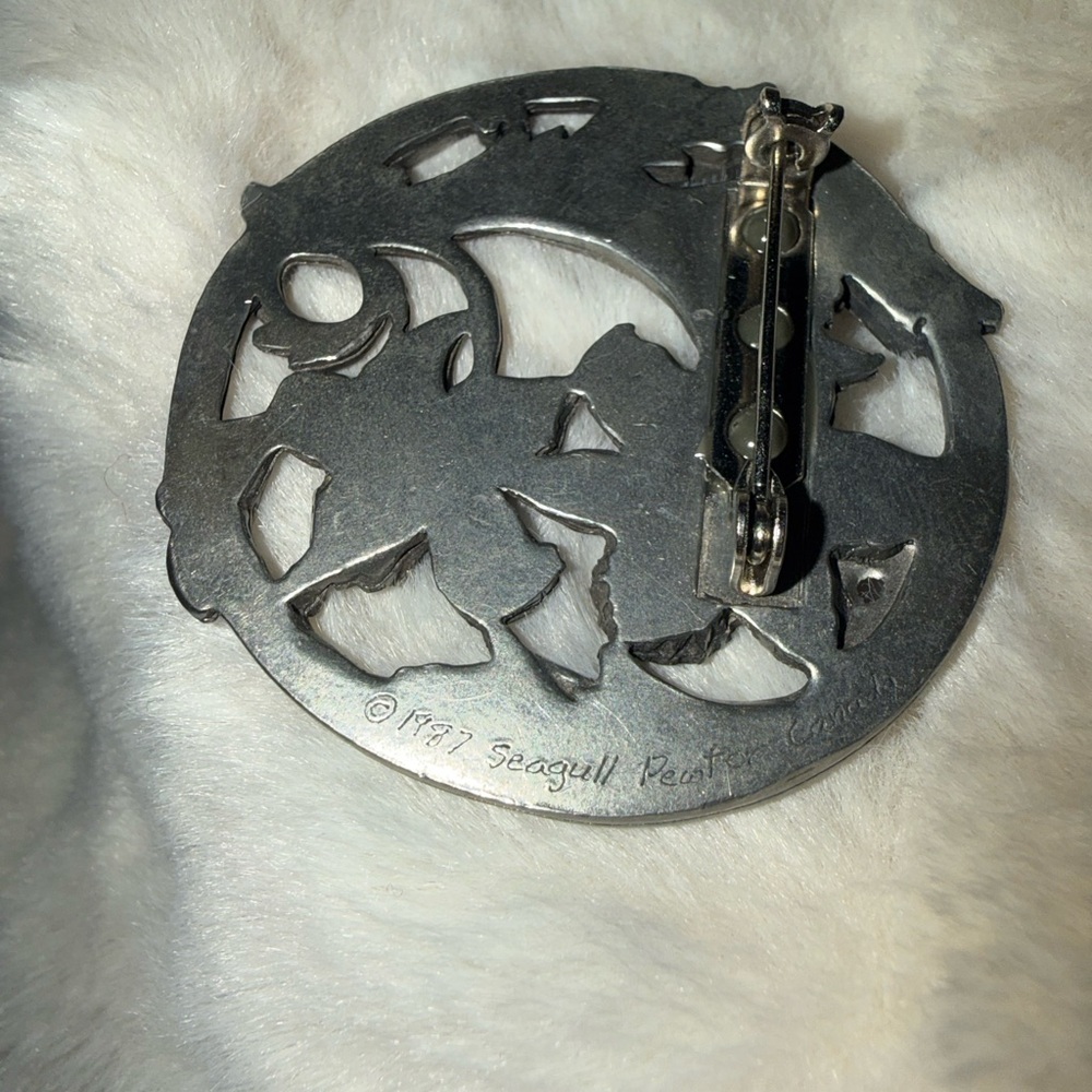 1987 Seagull Pewter Floral Brooch - Picture 8 of 11